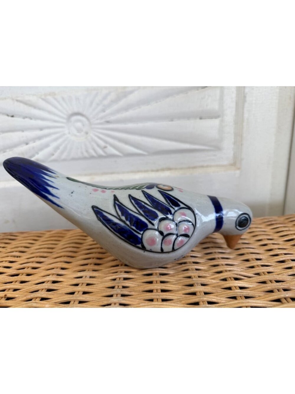 Vintage 70s Mexican Art Pottery Dove Bird Figurine 9" long Boho Retro